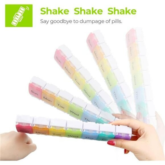 Weekly Pill Organizer Arthritis Friendly BPA Free Travel 7 Day Pill Box Case - Picture 5 of 7